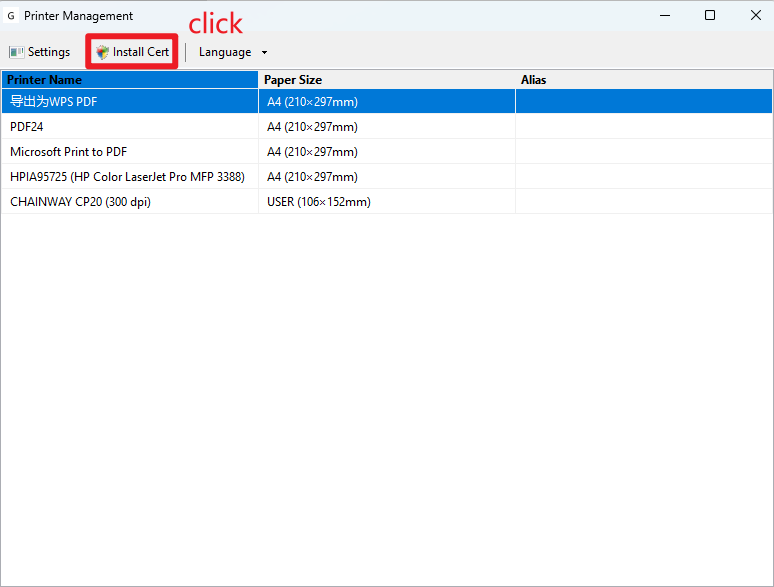 Click to install the certificate