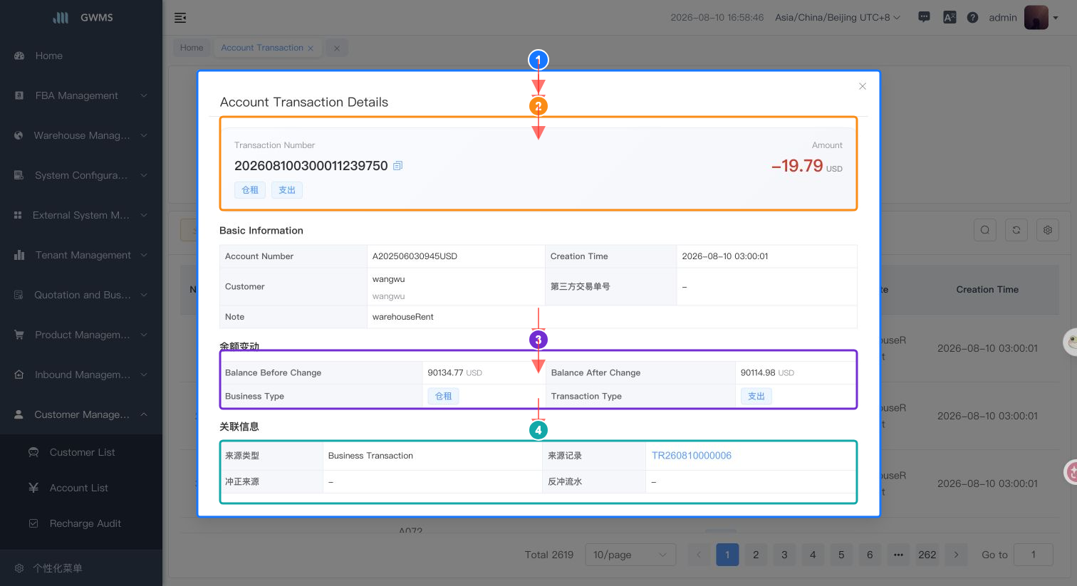 Account Transaction details