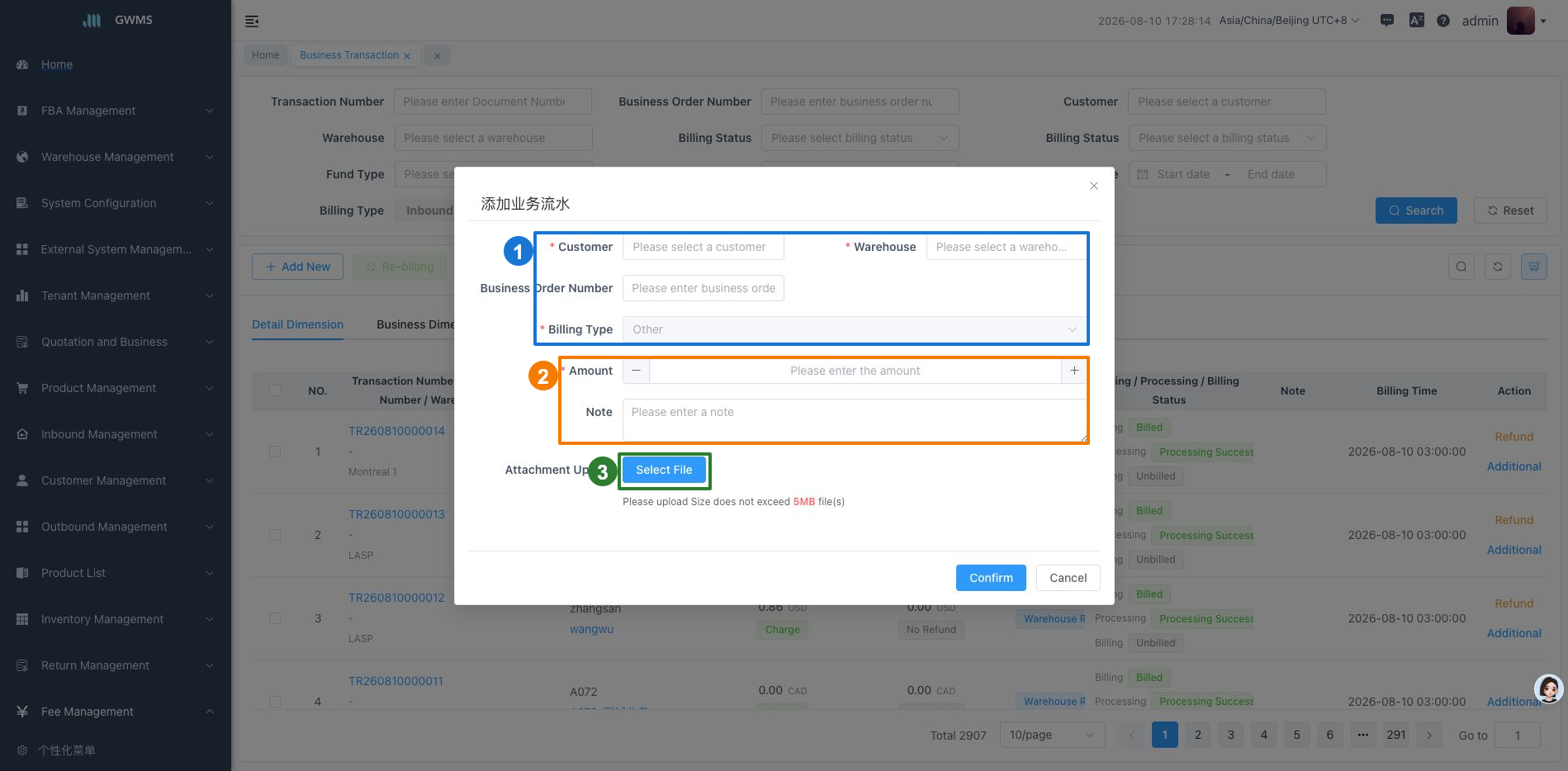 Add a Service Transactions record