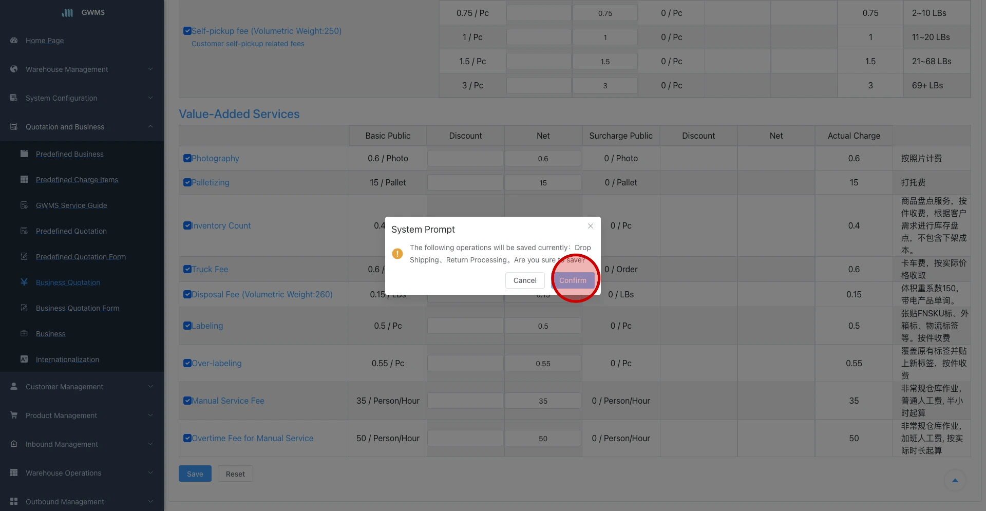 Review the save scope in the confirmation dialog and click Confirm