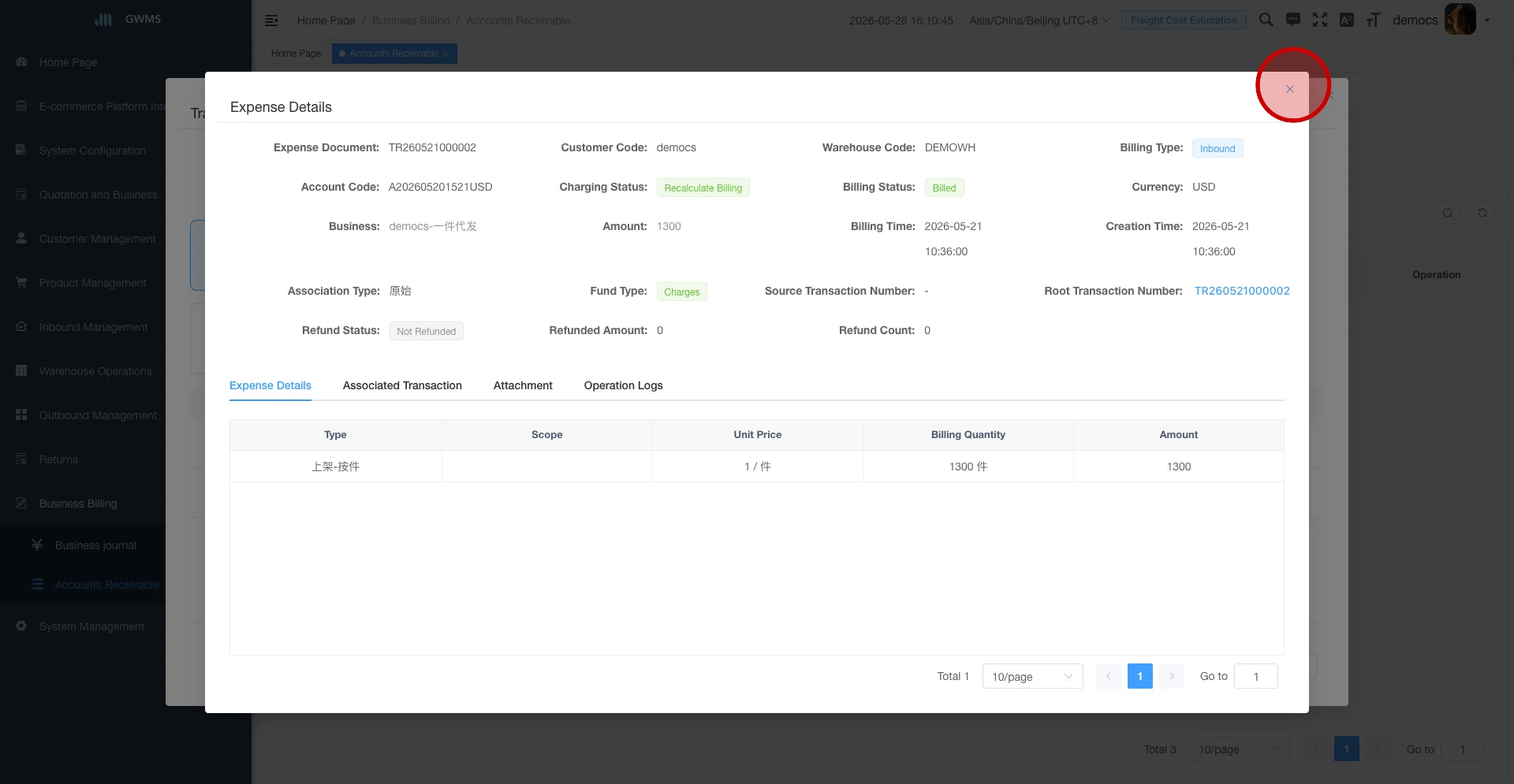Review the Expense Details dialog