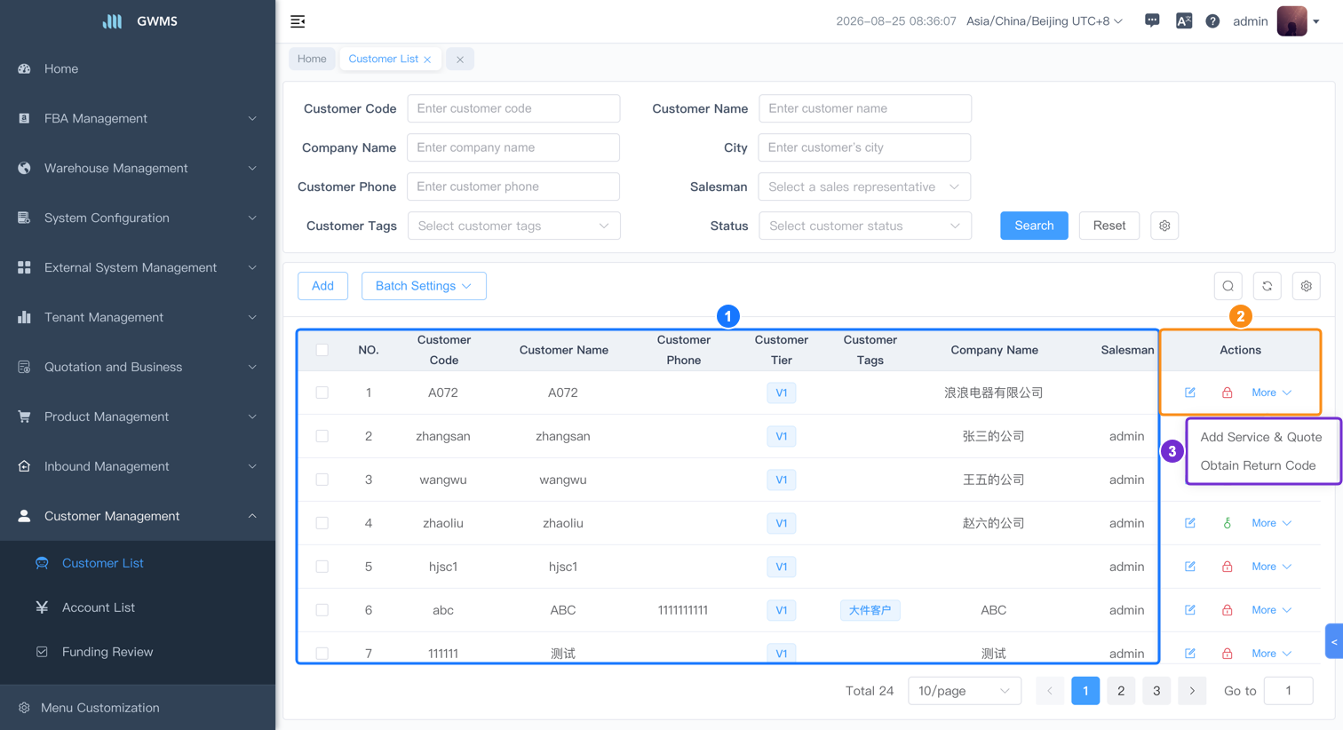 Add business quotation from Customer List