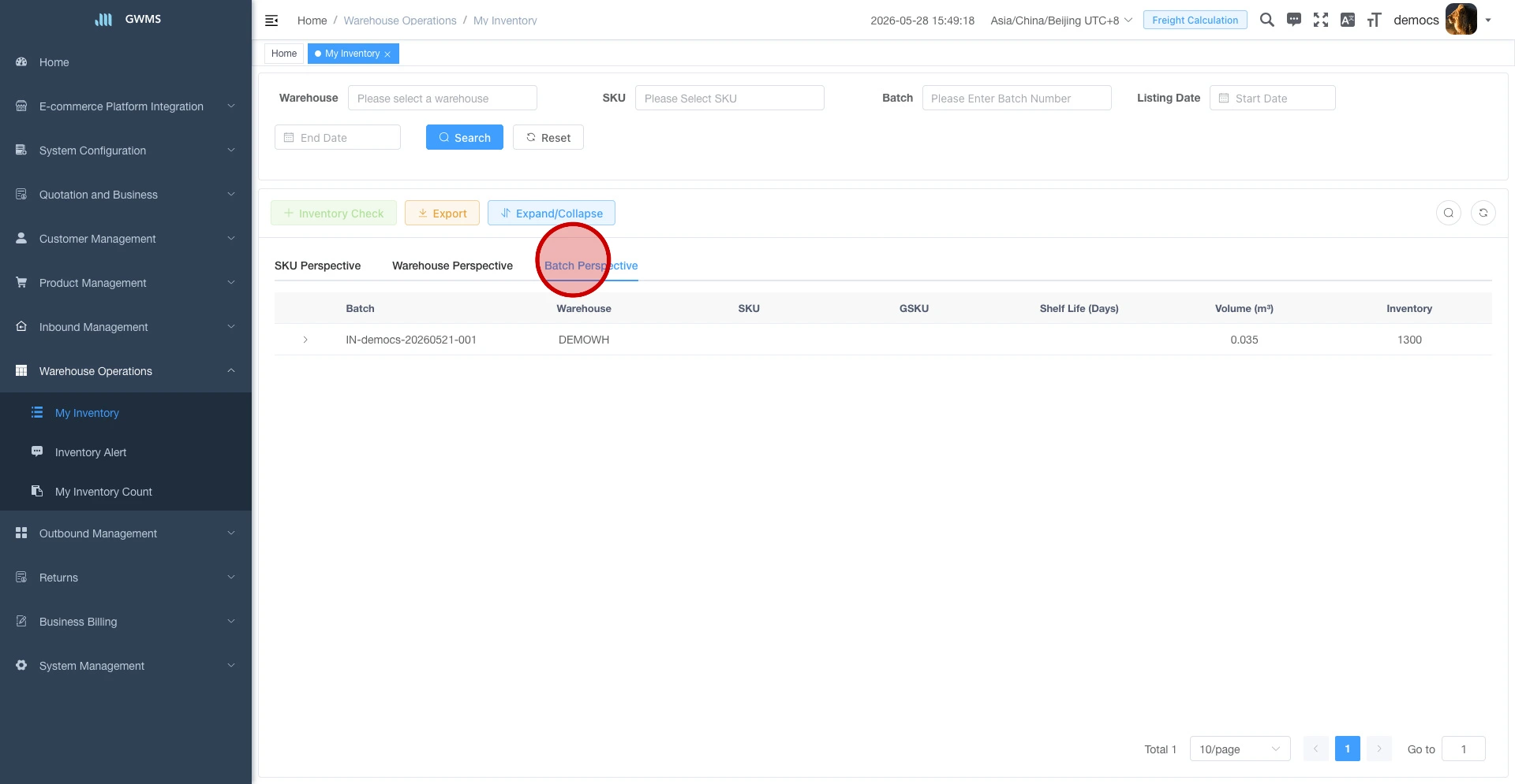 Switch to Batch Perspective