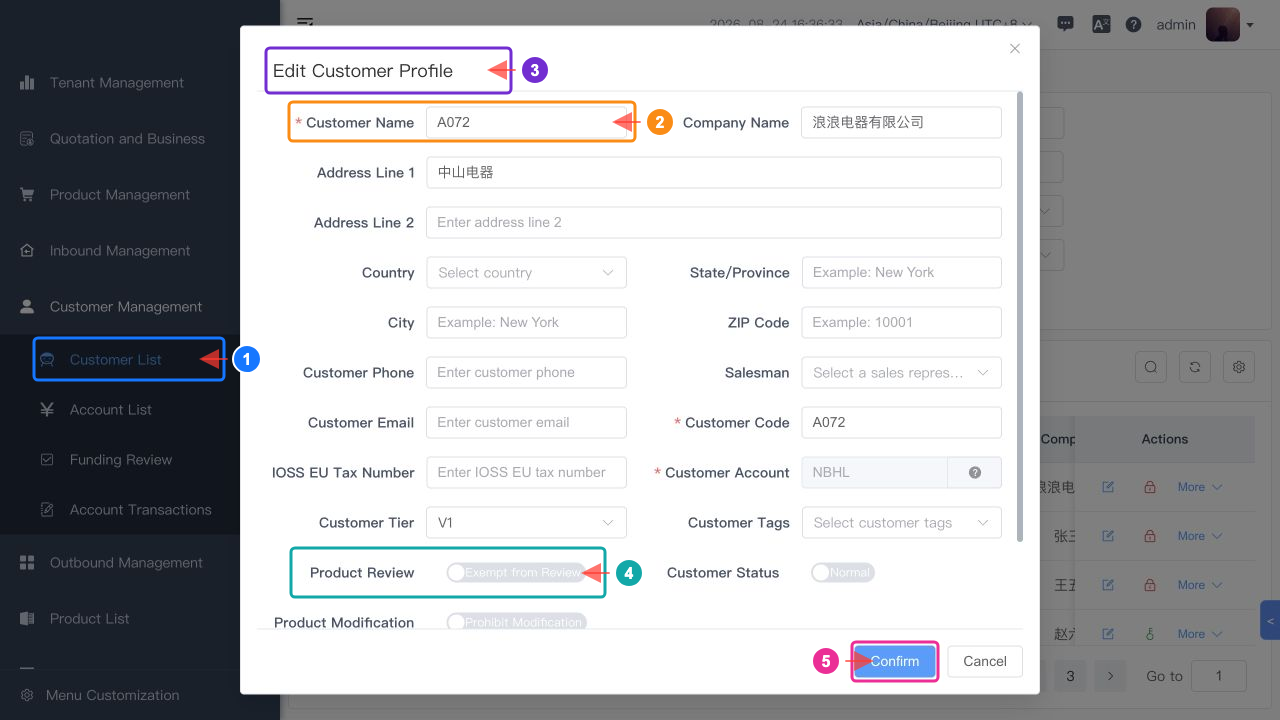 Product Review switch in customer profile
