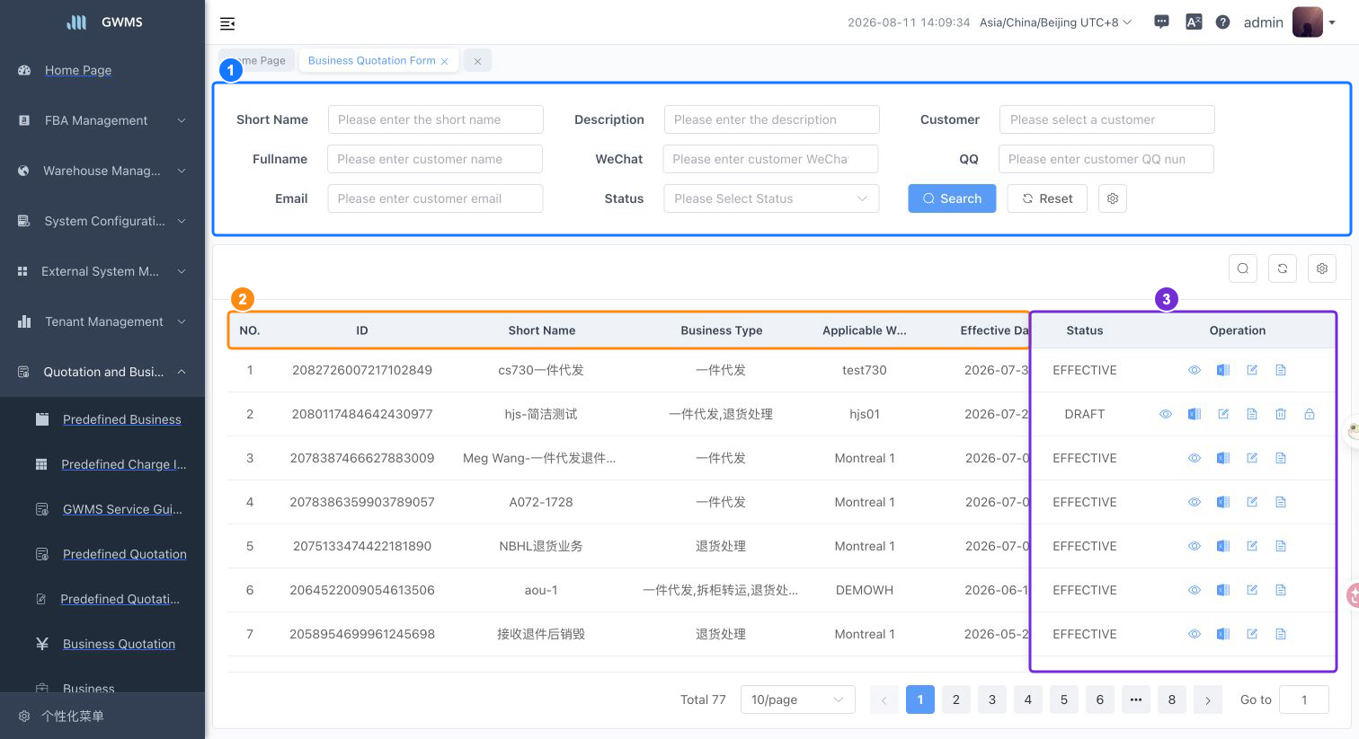 Business Quotation Form list