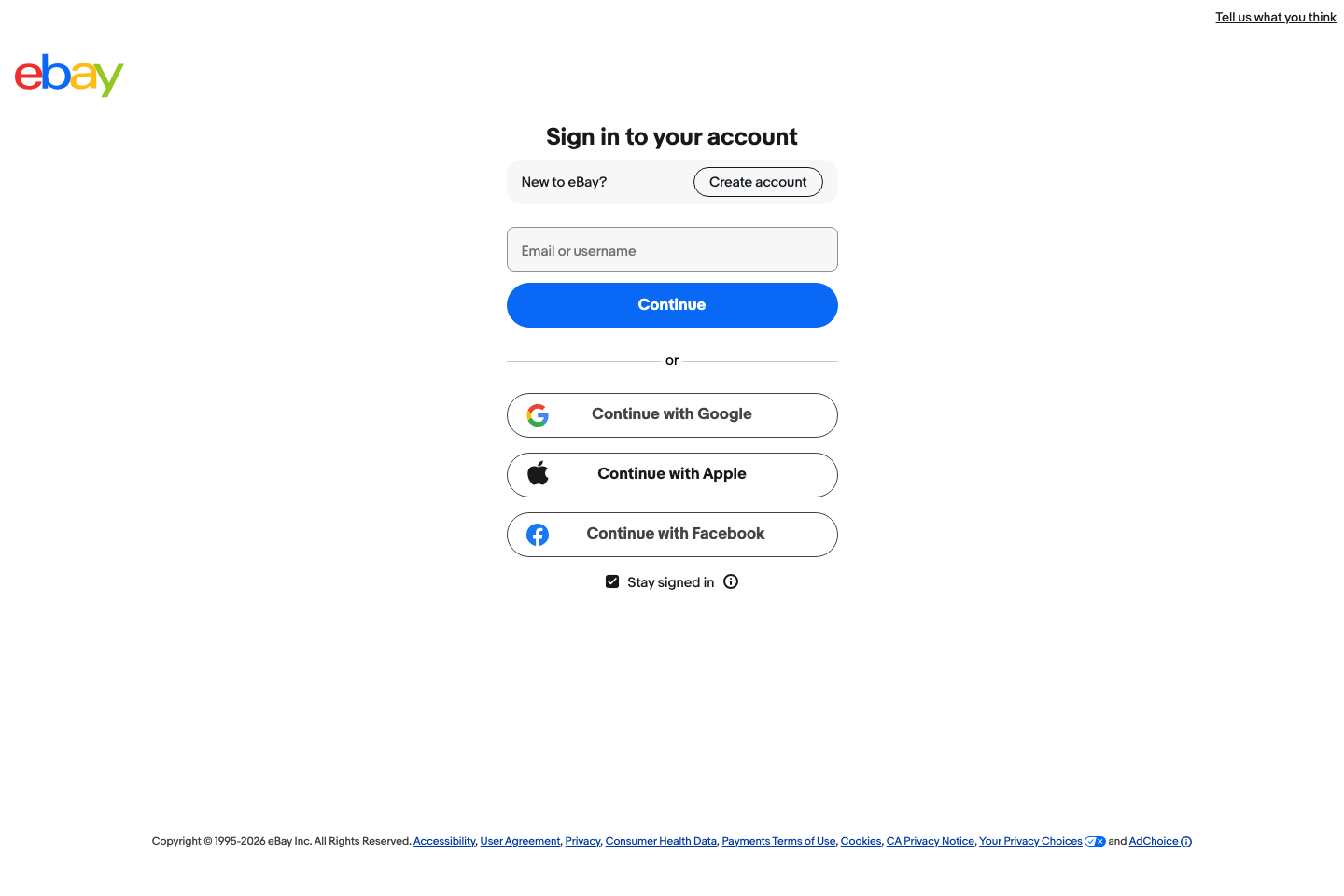 eBay 登录页