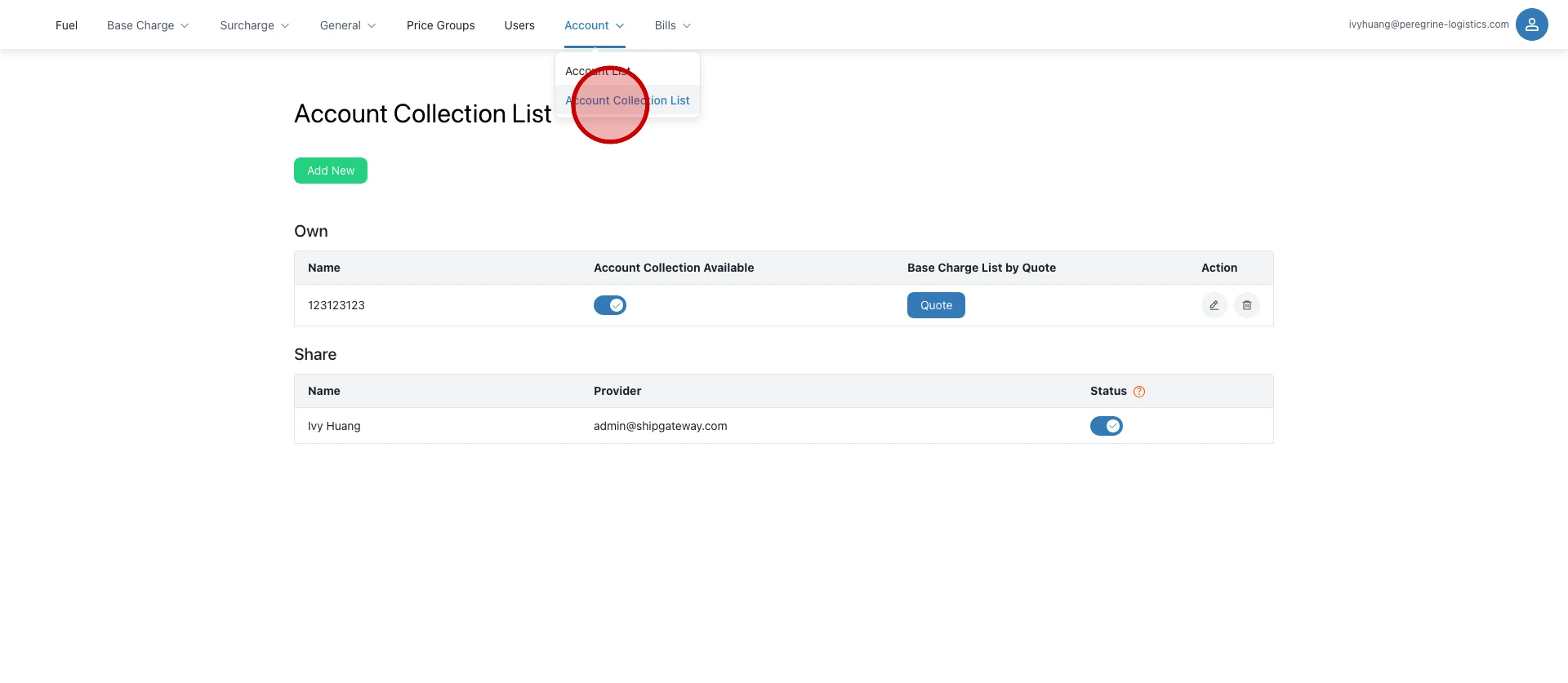 点击 "Account Collection List"...