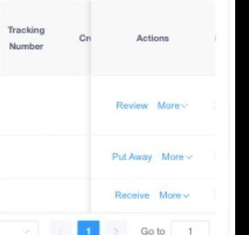Click Put Away on the received order