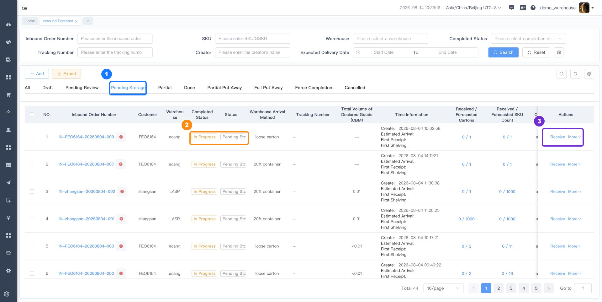 Inbound order after review