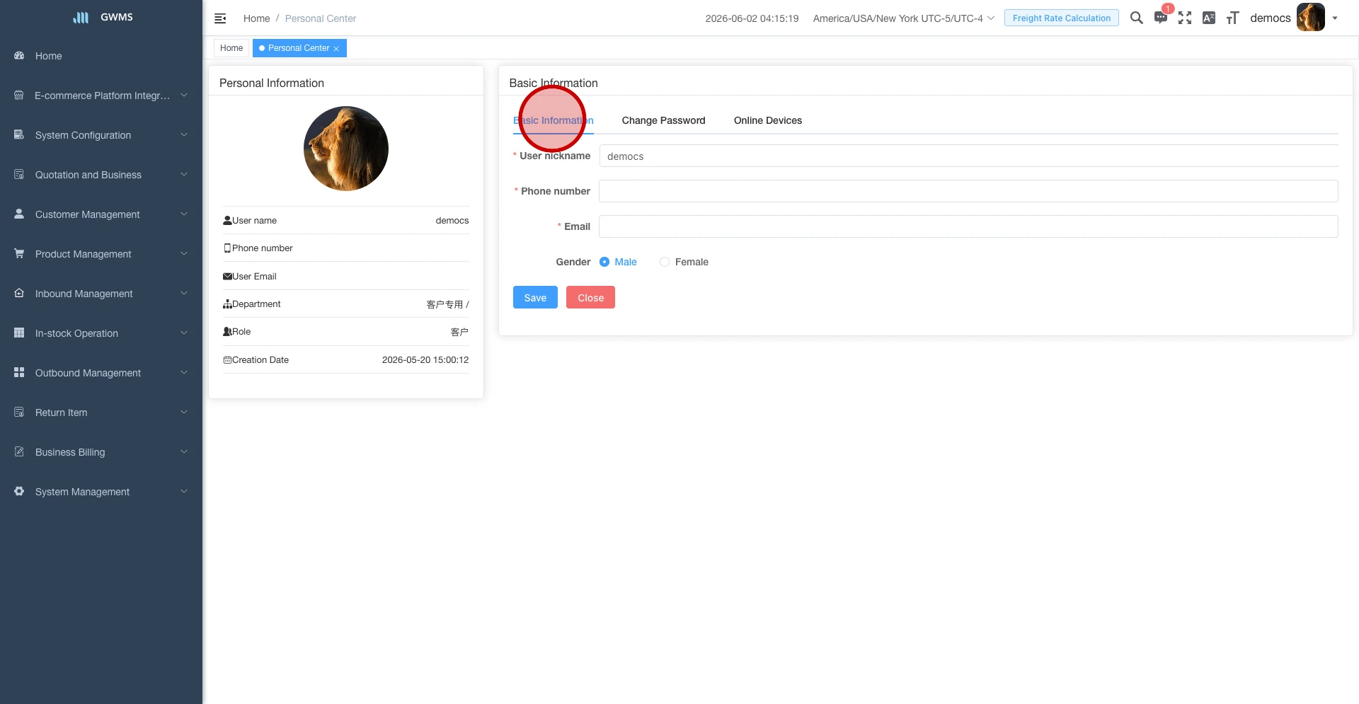 Review the profile card on the left