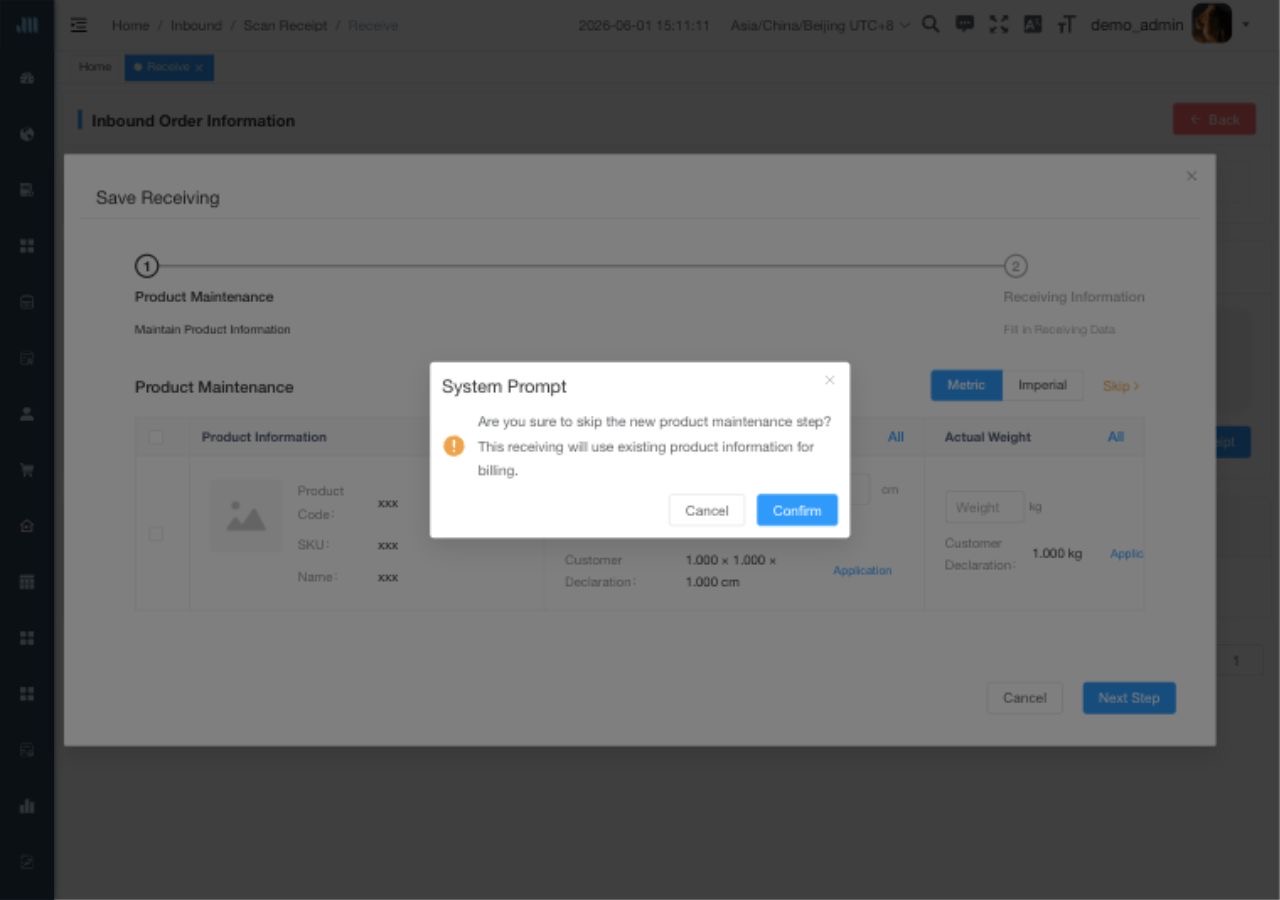Confirm skipping product maintenance