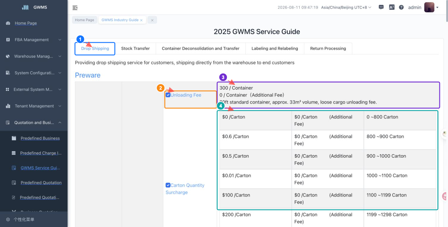 Click a service item to open Edit Node