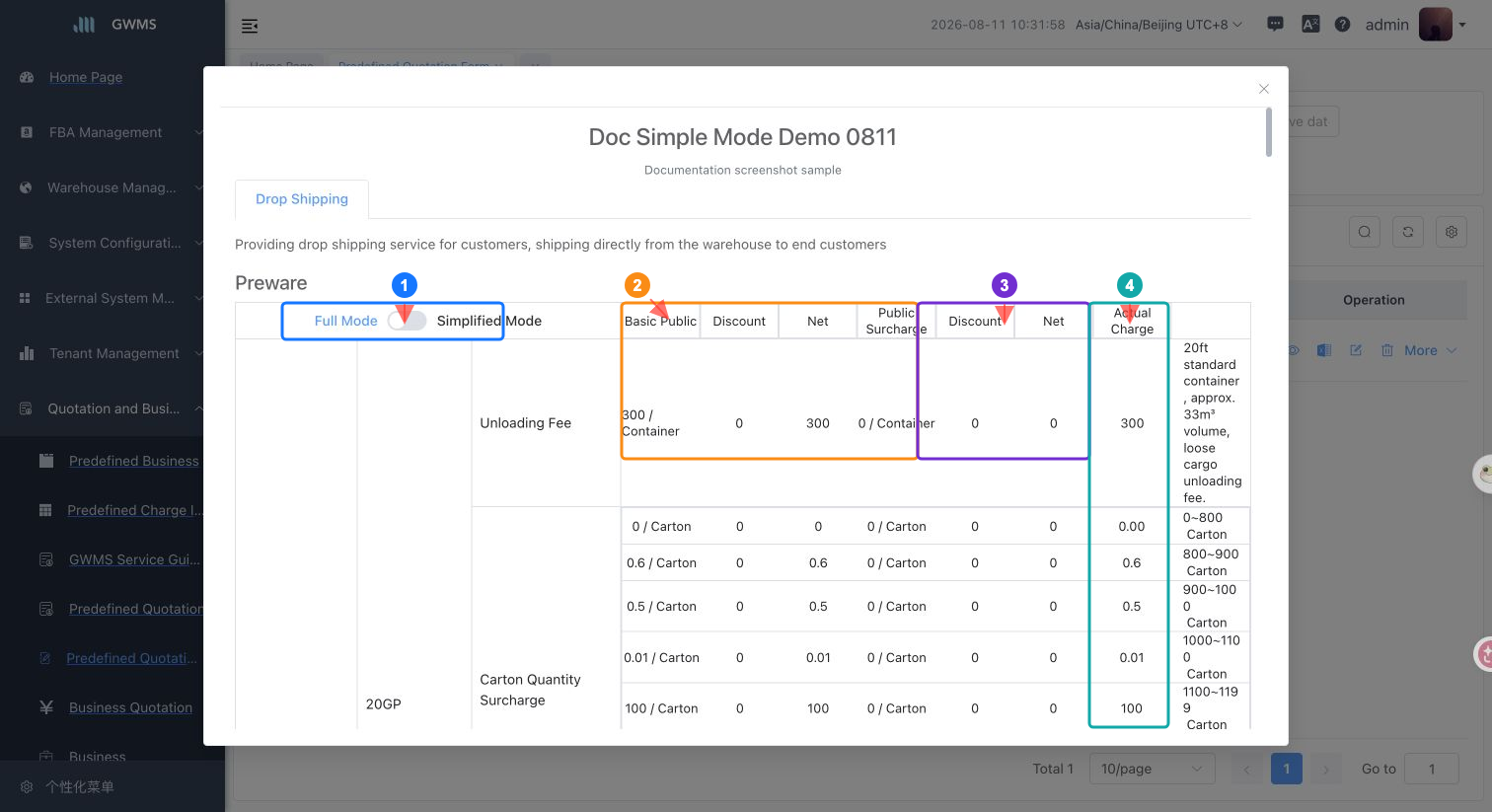 Switch a predefined quotation sheet detail to Full Mode