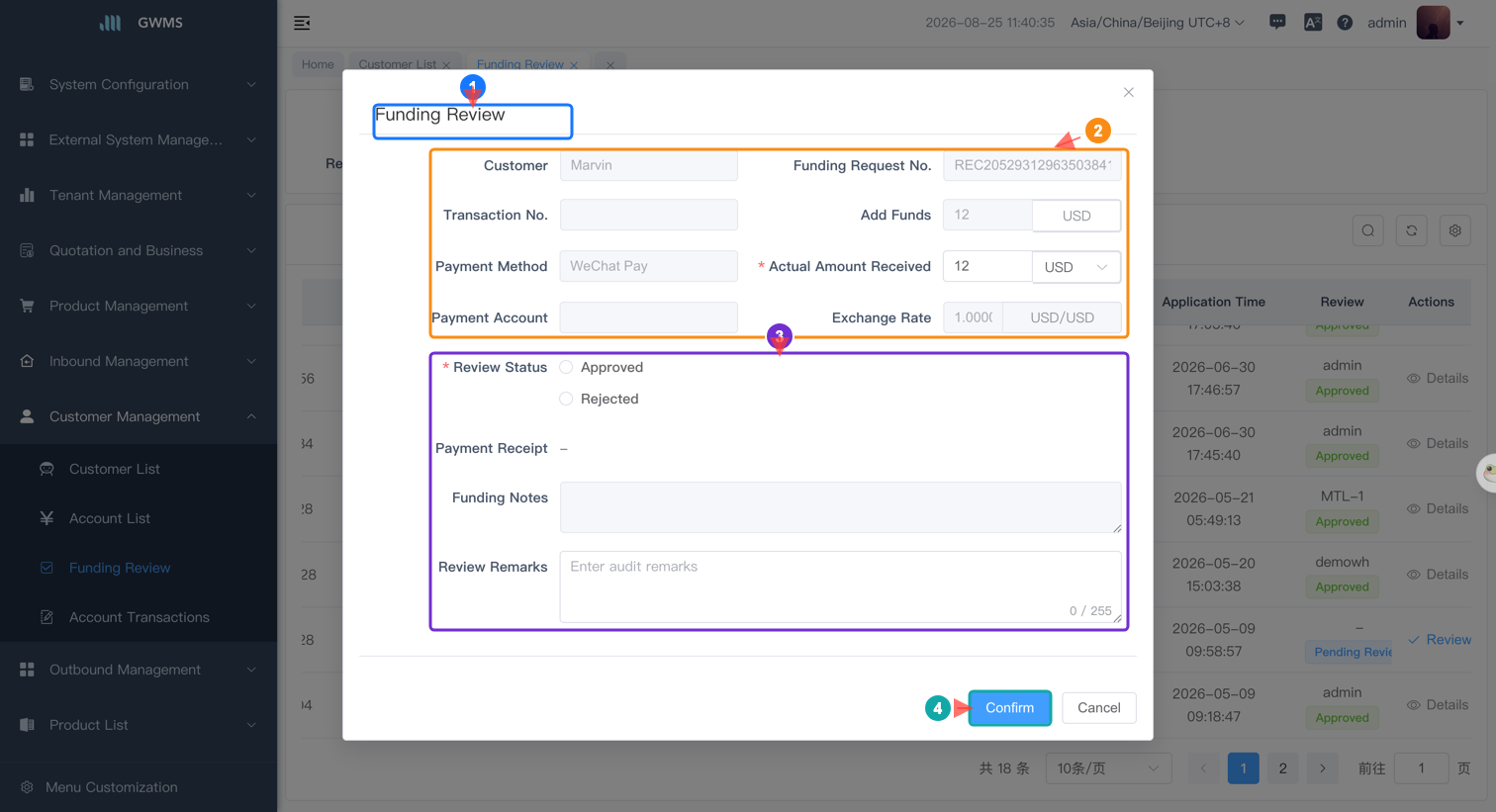 Open the review dialog