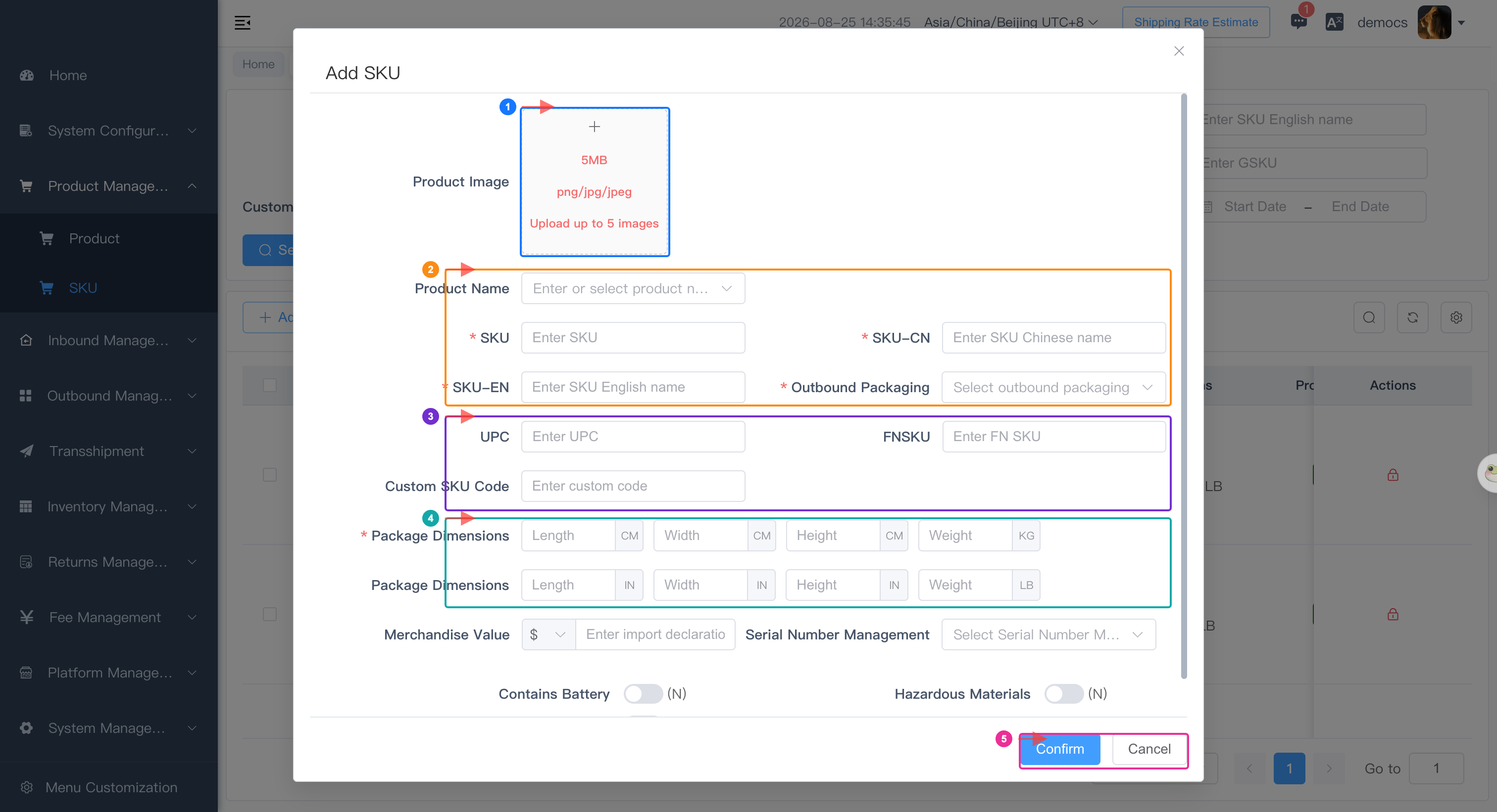 Add SKU dialog