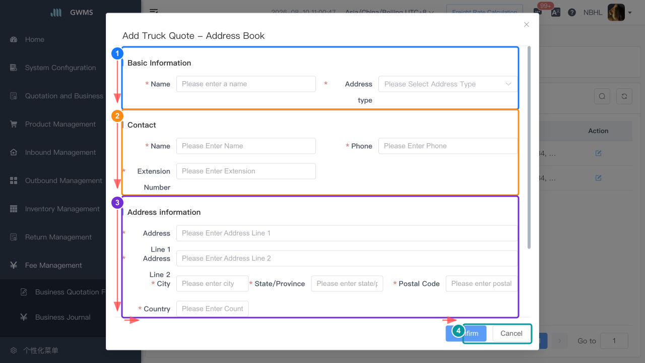 Enter address basic information
